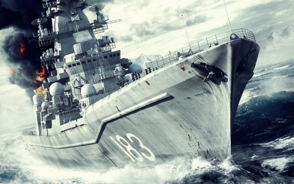 Military Russian battlecruiser Pyotr Velikiy Warships Russian Navy Battleship Warship Army Ocean Fire Smoke Battlecruiser HD Wallpaper | Background Image
