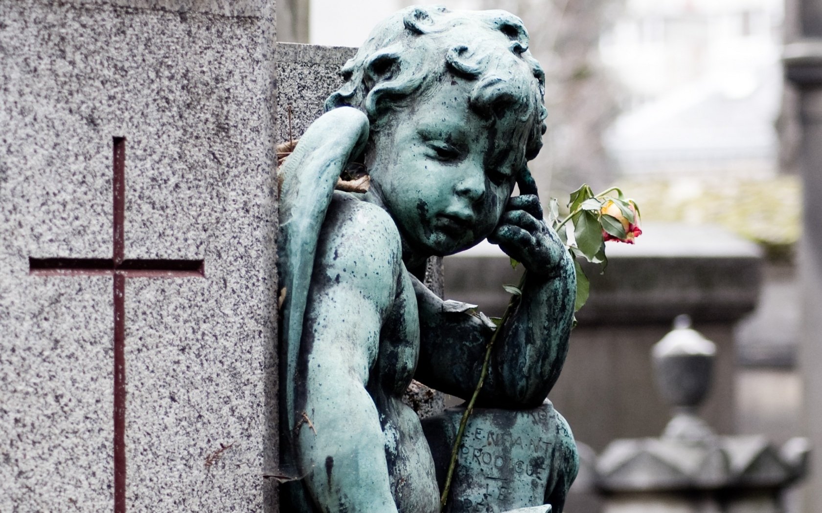 Download Man Made Angel Statue Wallpaper