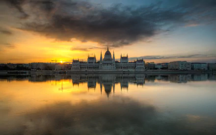 reflection water city sunset Budapest man made Hungarian Parliament Building HD Desktop Wallpaper | Background Image