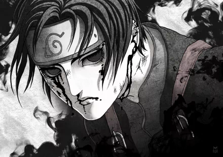 A striking HD wallpaper featuring Sai from Naruto, showcasing his intense expression and detailed character design against a dynamic black and white background.