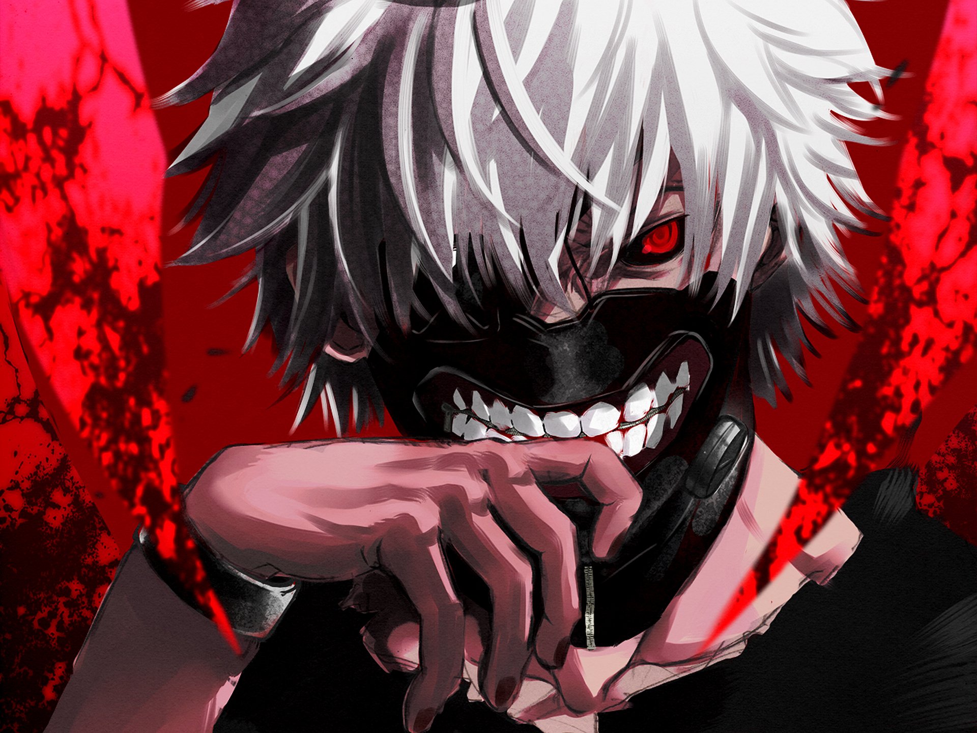 Download wallpaper 1920x1080 ken kaneki, angry, anime boy, full hd