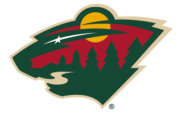 Minnesota Wild logo in rich green, red, and gold colors, presented as an 8K Ultra HD sports-themed PC desktop wallpaper and background.