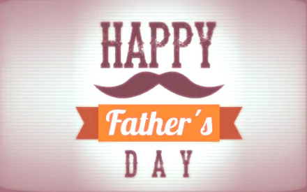 A festive HD wallpaper celebrating Father's Day, featuring bold text with a mustache graphic and playful design elements in warm colors.