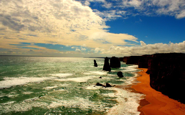 coastline sea Australia Victoria (Australia) limestone stacks nature The Twelve Apostles HD Desktop Wallpaper | Background Image
