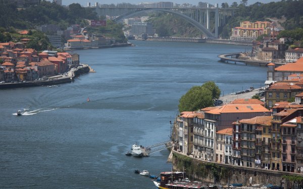 Man Made Porto Cities Portugal River City Bridge House Boat Rooftop HD Wallpaper | Background Image