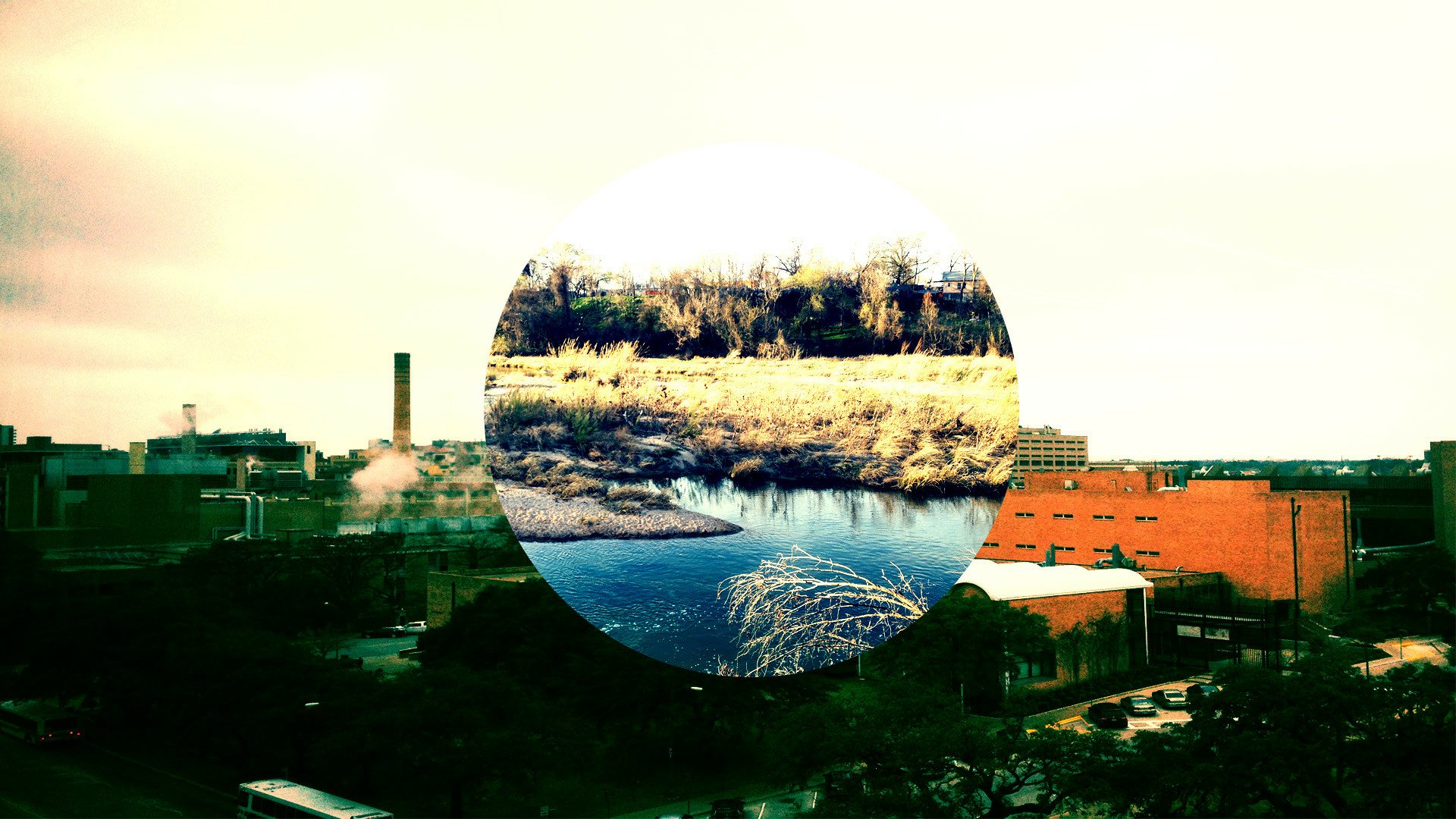 Download Smoke Industry Green Nature Circle Artistic Polyscape HD Wallpaper