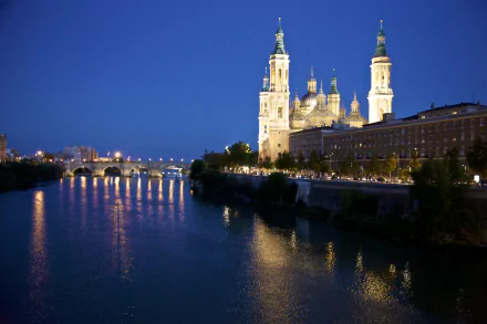 architecture bridge Ebro River river Spain Zaragoza cathedral religious Cathedral-Basilica of Our Lady of the Pillar HD Desktop Wallpaper | Background Image