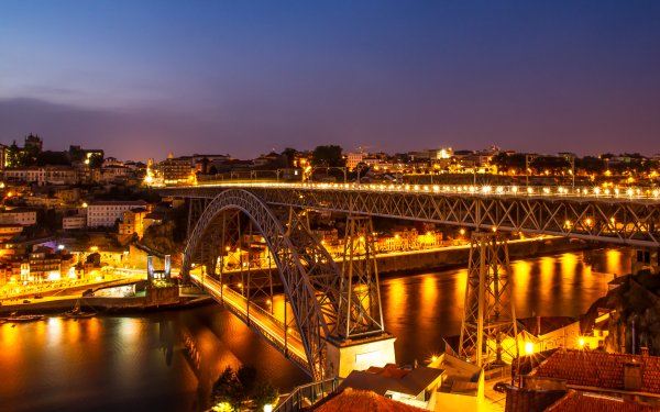 Man Made Porto Cities Portugal City Night River Bridge Luís I Bridge HD Wallpaper | Background Image