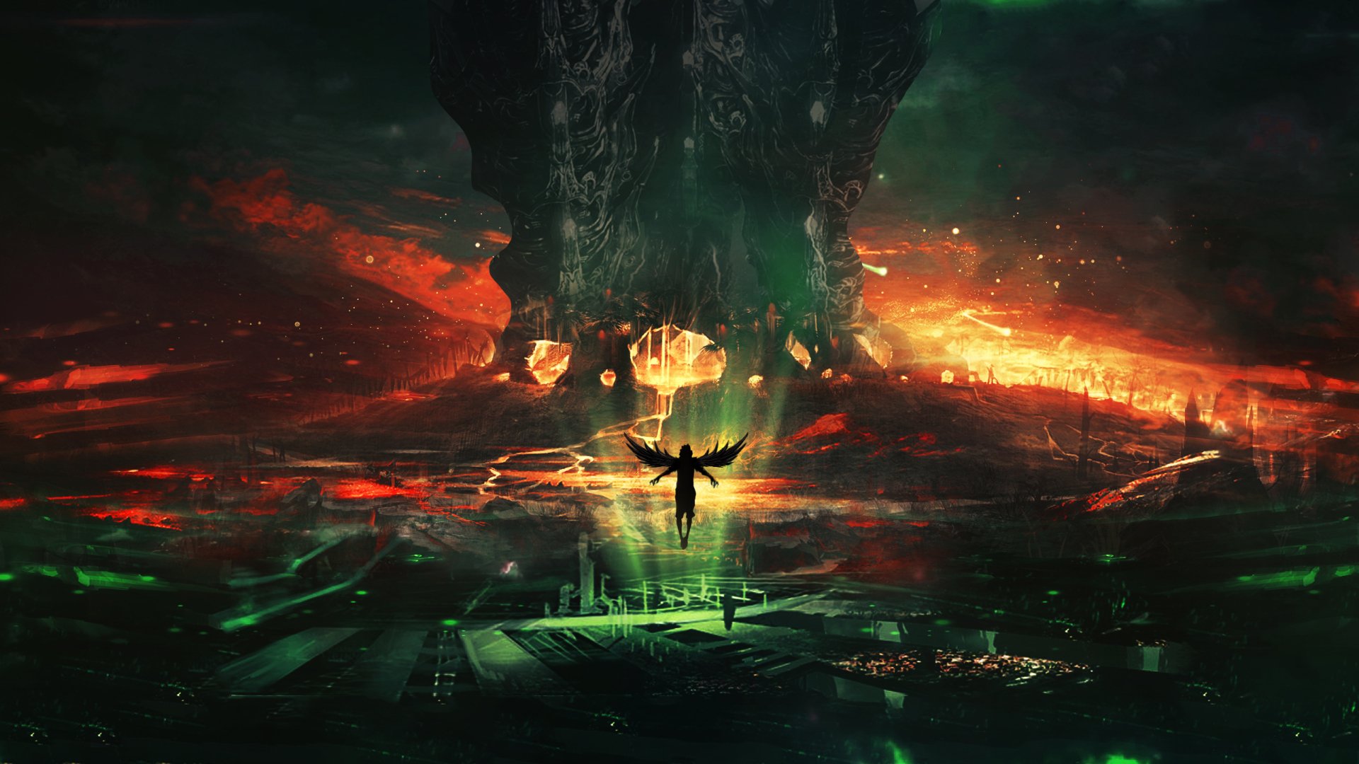 Fantasy Landscape: Dark Angel in HD Wallpaper by Martina Stipan