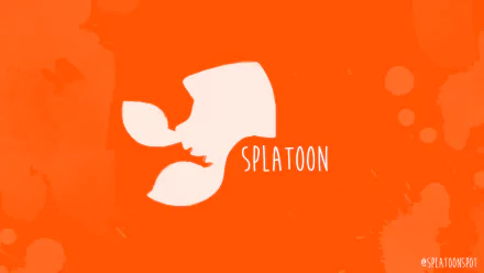 HD desktop wallpaper featuring the Splatoon logo with a white inkblot on an orange background.