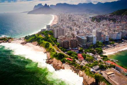beach coastline mountain megapolis city Brazil man made Rio de Janeiro HD Desktop Wallpaper | Background Image