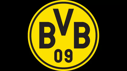 Borussia Dortmund logo on a black background, showcasing the club's iconic yellow and black colors. A striking 4K Ultra HD desktop wallpaper for sports fans.