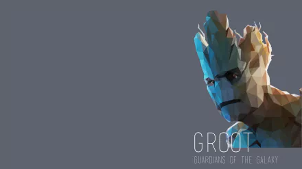 HD desktop wallpaper featuring Groot from the movie Guardians of the Galaxy. The design showcases a stylized, geometric representation of the character.