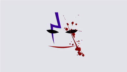 Minimalist BK-201 mask from Darker than Black: stylized purple lightning mark, black eye shapes and blood splatter — 2K Quad HD anime PC desktop wallpaper