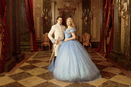 Richard Madden Lily James movie Cinderella (2015) HD Desktop Wallpaper | Background Image