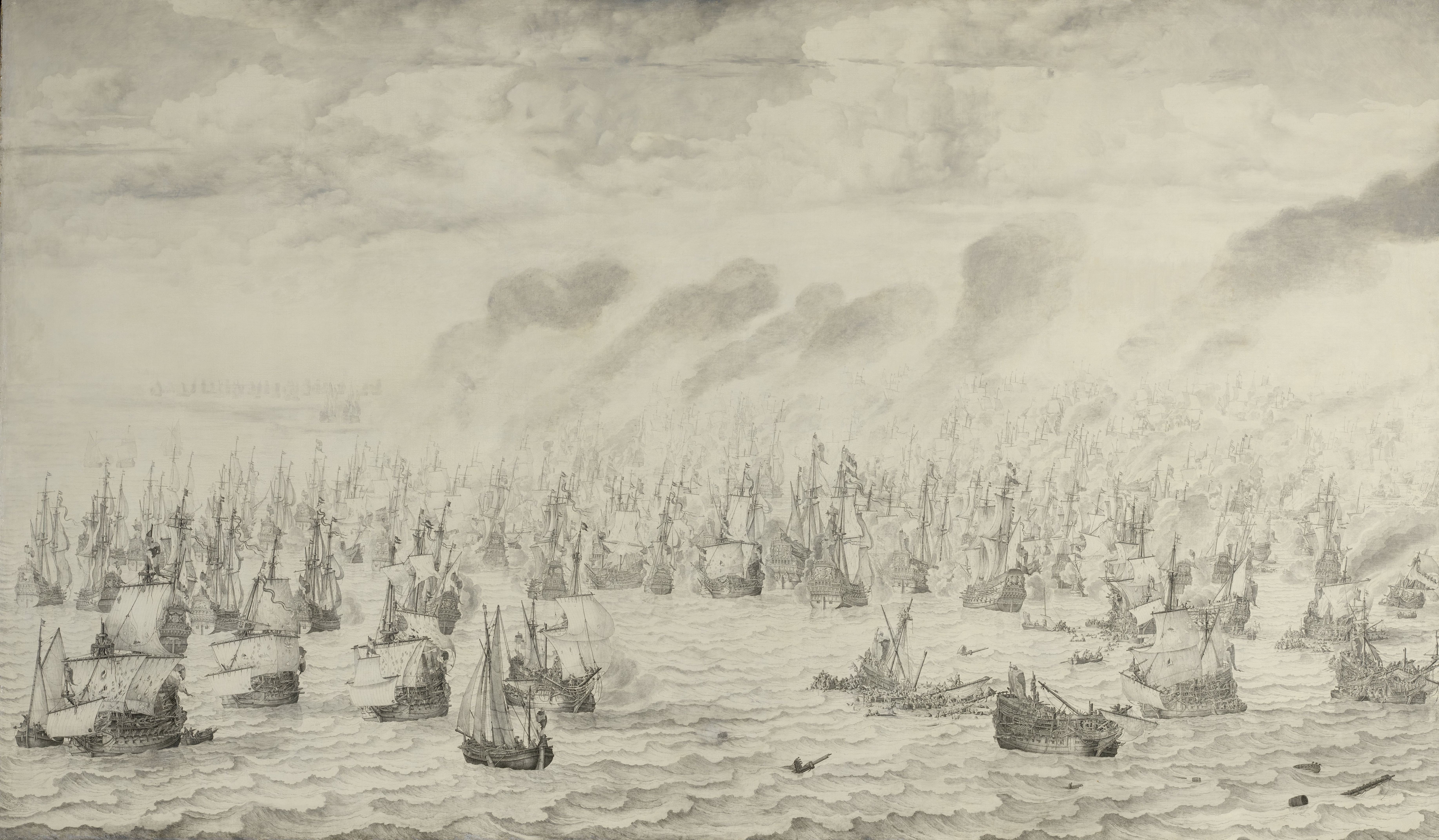 The Battle of Terheide, 10 August 1653: episode from the First Anglo-Dutch War (1652-54). by Willem van de Velde the Elder