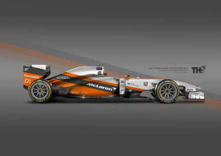 HD desktop wallpaper featuring a 2015 McLaren Formula 1 racing car on a stylized background.