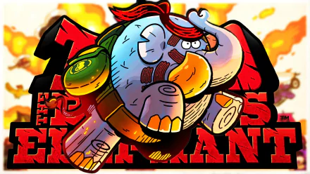 HD wallpaper of Tembo the Badass Elephant, a cartoon-style action-packed video game character.
