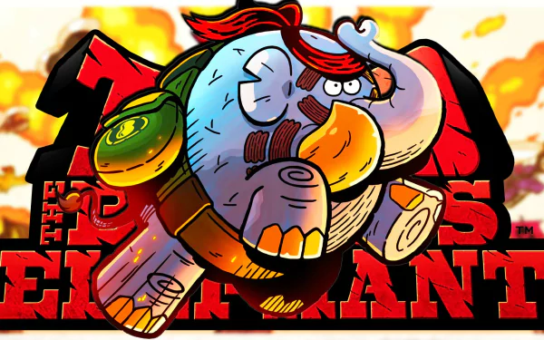HD wallpaper of Tembo the Badass Elephant, a cartoon-style action-packed video game character.