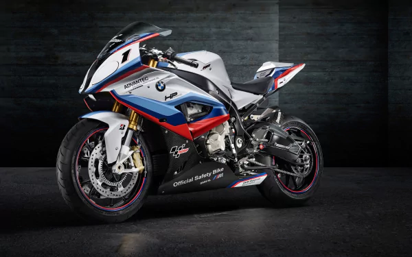 HD PC desktop wallpaper featuring a sleek BMW S1000 MotoGP bike, showcasing its dynamic design and racing heritage in sharp detail.