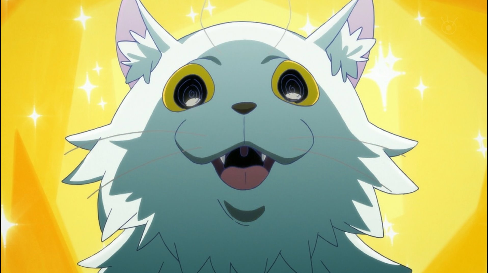 HD anime desktop wallpaper featuring Chiranosuke from Punch Line, showcasing the character with sparkling eyes against a bright yellow background.