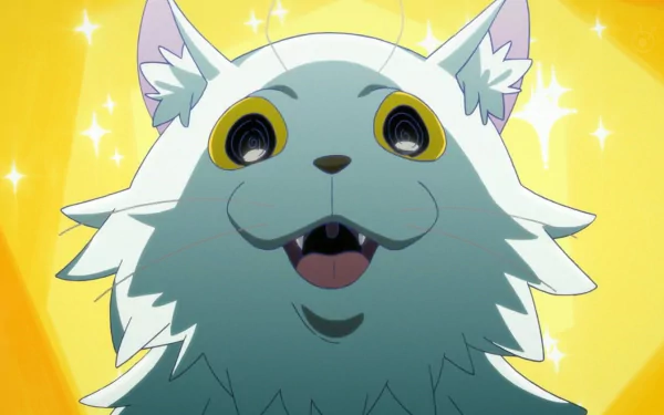 HD anime desktop wallpaper featuring Chiranosuke from Punch Line, showcasing the character with sparkling eyes against a bright yellow background.