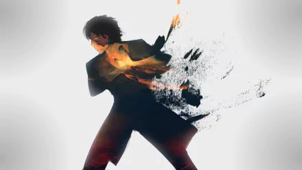 HD PC desktop wallpaper featuring an anime-style depiction of a character from Avatar: The Last Airbender with fiery and smoky effects.