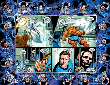 Watcher (Marvel Comics) Human Torch (Marvel Comics) Invisible Woman Johnny Storm Susan Storm Reed Richards Ben Grimm Mister Fantastic Thing (Marvel Comics) Silver Surfer Comic Fantastic Four HD Desktop Wallpaper | Background Image