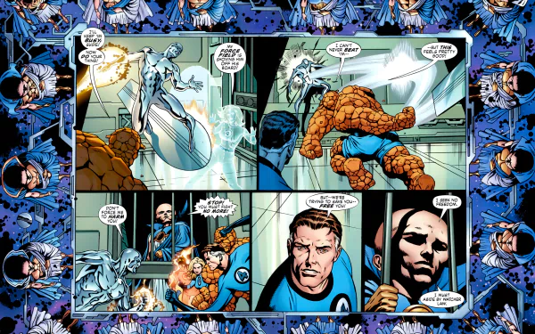 Watcher (Marvel Comics) Human Torch (Marvel Comics) Invisible Woman Johnny Storm Susan Storm Reed Richards Ben Grimm Mister Fantastic Thing (Marvel Comics) Silver Surfer Comic Fantastic Four HD Desktop Wallpaper | Background Image