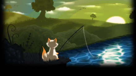 video game Cat Goes Fishing HD Desktop Wallpaper | Background Image