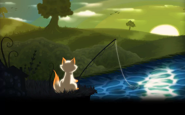 video game Cat Goes Fishing HD Desktop Wallpaper | Background Image