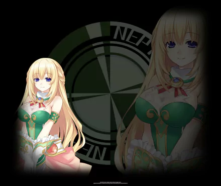 HD PC desktop wallpaper featuring a character from the video game Hyperdimension Neptunia Re;Birth1 with a stylized circular emblem background.