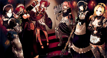 HD desktop wallpaper featuring Solution Epsilon, Entoma Vasilissa Zeta, CZ2128 Delta, Narberal Gamma, Yuri Alpha, and Lupusregina Beta from the anime Overlord, showcasing the Pleiades combat maids.