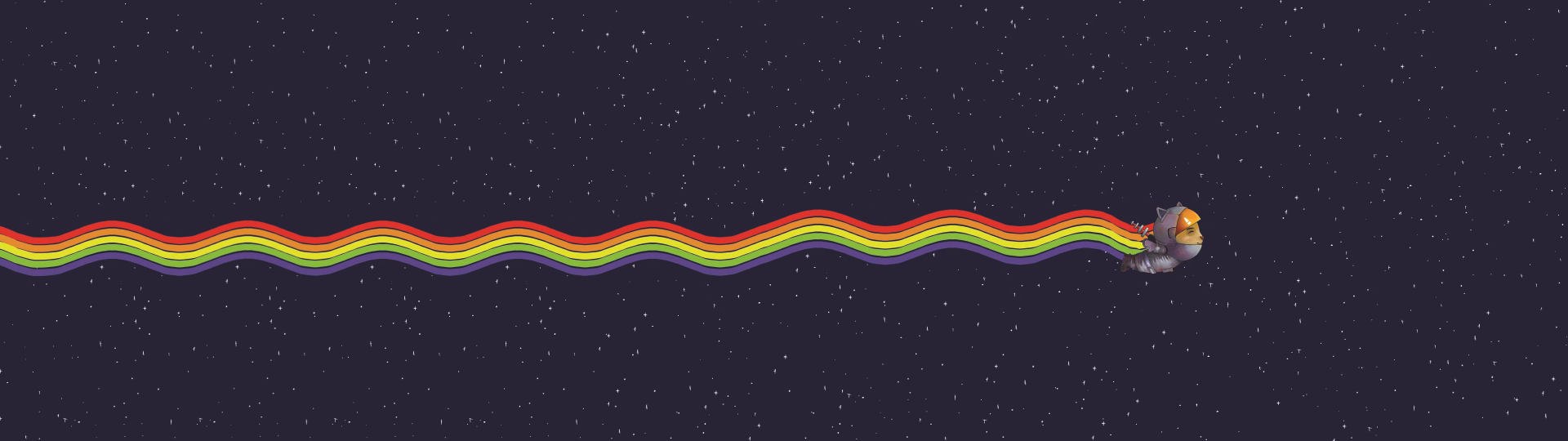 HD PC desktop wallpaper showing a starry navy background with a sinuous rainbow stripe across the center; League of Legends video game themed.