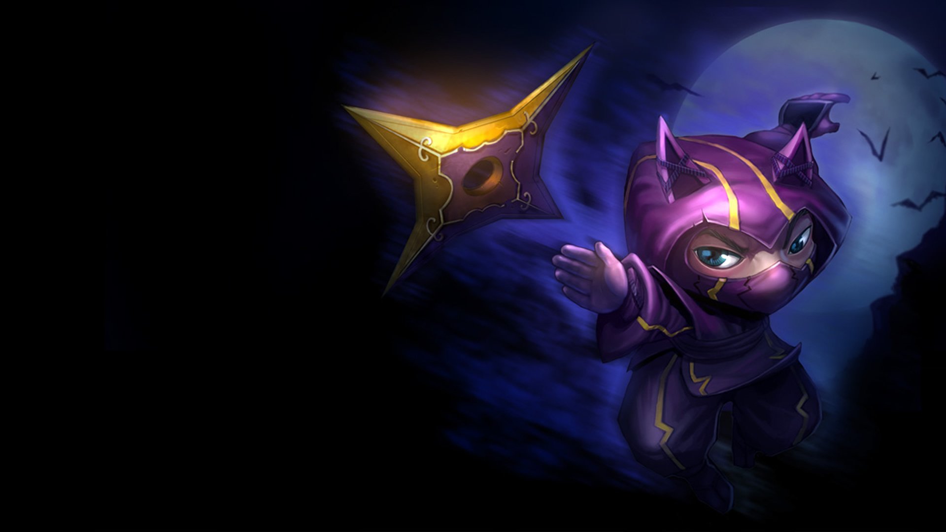 HD wallpaper featuring Kennen from League of Legends, showcasing the character in a dynamic pose with a shuriken, set against a dark, moody backdrop.