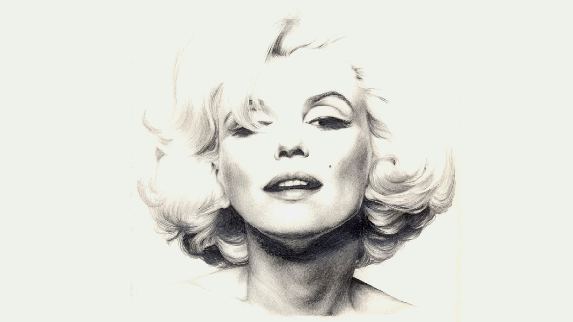 HD PC desktop wallpaper featuring a classic black-and-white portrait of celebrity Marilyn Monroe with her iconic glamorous expression.