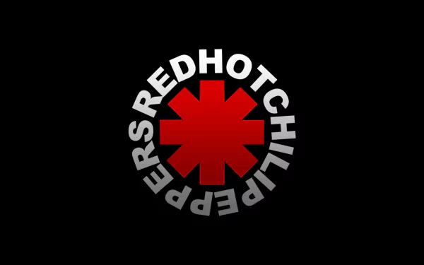 HD PC desktop wallpaper featuring the Red Hot Chili Peppers logo with a red asterisk and band name curved around it on a black background.