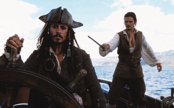 Movie Pirates Of The Caribbean: The Curse Of The Black Pearl Pirates Of The Caribbean Johnny Depp Jack Sparrow Orlando Bloom Will Turner HD Wallpaper | Background Image