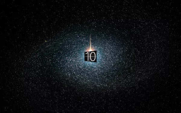 A stunning HD desktop wallpaper featuring the Windows 10 logo set against a swirling starry background, embodying the essence of Microsoft technology.