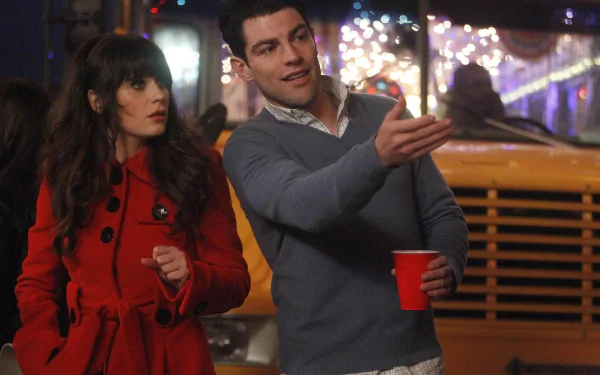 Schmidt (New Girl) Max Greenfield Jessica Day Zooey Deschanel TV Show New Girl HD Desktop Wallpaper | Background Image