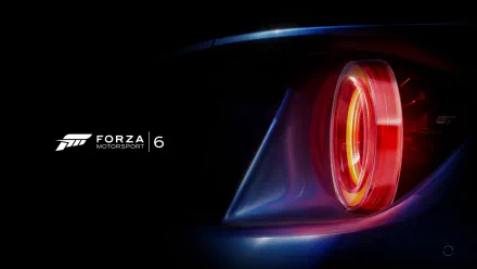 HD PC desktop wallpaper featuring a close-up of a red car taillight from Forza Motorsport 6, showcasing sleek design and vibrant lighting.