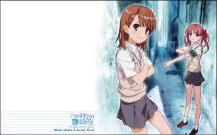 Mikoto Misaka from A Certain Scientific Railgun stands confidently in her school uniform, featuring short brown hair and brown eyes, in a vibrant anime style HD wallpaper.
