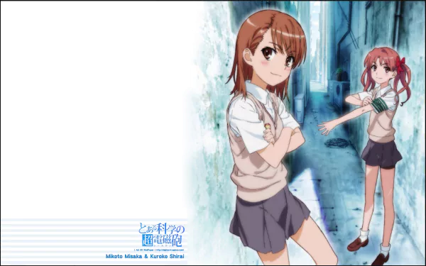 Mikoto Misaka from A Certain Scientific Railgun stands confidently in her school uniform, featuring short brown hair and brown eyes, in a vibrant anime style HD wallpaper.