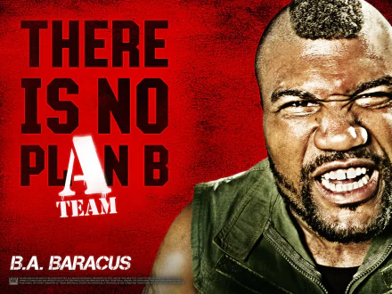 HD desktop wallpaper featuring Quinton Jackson as B.A. Baracus from the movie The A-Team, with bold text declaring, There is no Plan B.