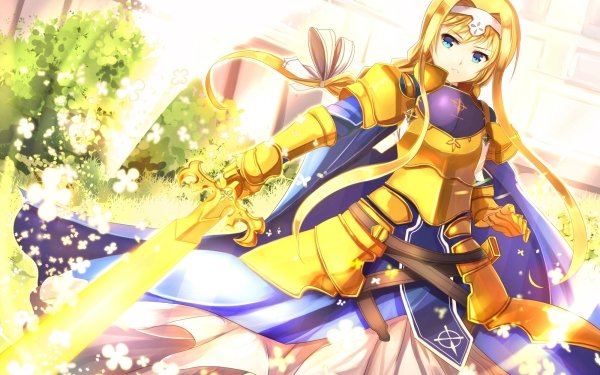 Anime Sword Art Online: Alicization Sword Art Online Alice Zuberg Armor Sword Blue Eyes Long Hair Blonde HD Wallpaper | Background Image