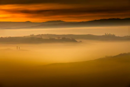 Italy landscape fog photography Tuscany HD Desktop Wallpaper | Background Image