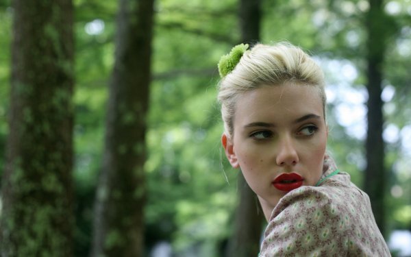 Celebrity Scarlett Johansson Actress American Lipstick Blonde Depth Of Field Face Bokeh HD Wallpaper | Background Image