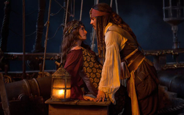 Penelope Cruz Angelica Teach Johnny Depp Jack Sparrow movie Pirates of the Caribbean: On Stranger Tides HD Desktop Wallpaper | Background Image