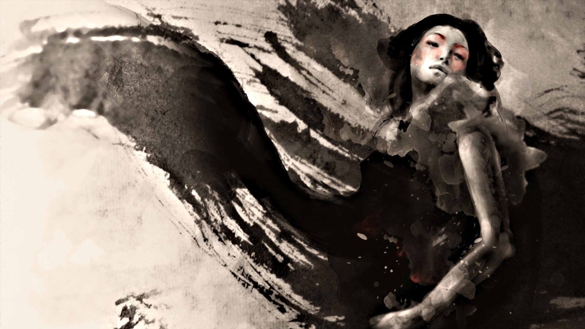 Download Ink Woman Artistic HD Wallpaper by Jungshan