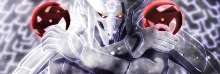HD desktop wallpaper featuring Susanoo from the anime Naruto, showcasing an intense and mystical character design with glowing eyes and elaborate armor.